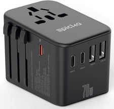 Universal Travel Adapter, GaN International Plug Adapter with 3 USB-C 70W PD ...