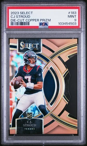 2023 PANINI SELECT DIE-CUT COPPER PRIZM #183 CJ STROUD ROOKIE RC 130/299 PSA 9