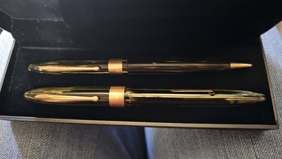 Sheaffer Balance Celluloid Brown Striated Set Pencil&pen w/ Original Box