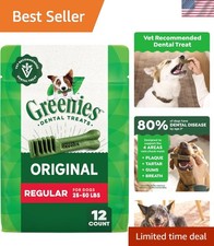Daily Dental Care Dog Treats - Natural Ingredients, Packs of 12, Regular Size