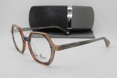 NEW JEAN RENO CENDRINE O 2439 C3 BROWN GREY HORN AUTHENTIC EYEGLASSES 48-20