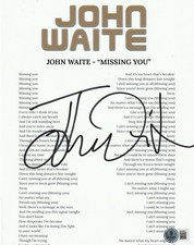 JOHN WAITE SIGNED MISSING YOU SONG LYRIC SHEET - BECKETT COA
