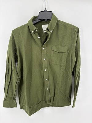 Saturdays Surf NYC Large Men s Olive Green Button Down Collared Shirt Pocket