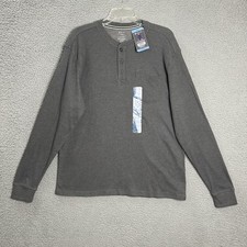 Member's Mark Thermal Henley Shirt Men  s Size Large Gray Stretch Long Sleeve NWT