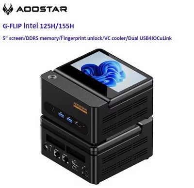 AOOSTAR G-FLIP MiniPC Intel Ultra5 125H 32GB DDR5 1 Tb SSD 5-in Screen WiFi7 NEW