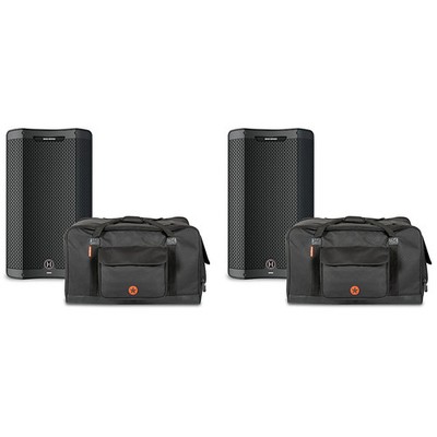 Harbinger VARI V3415 15'' Powered Speakers Package wAvenue II Road Runner Bags