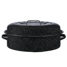 Granite Ware 18" Covered Oval Roaster, 15 Pound Capacity, Roasting Pan