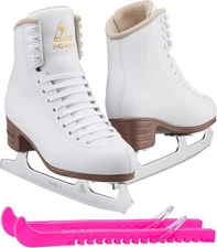 Jackson Ultima Mystique Womens Ice Skates w/ Guardog Skate Guards, White, Size 6