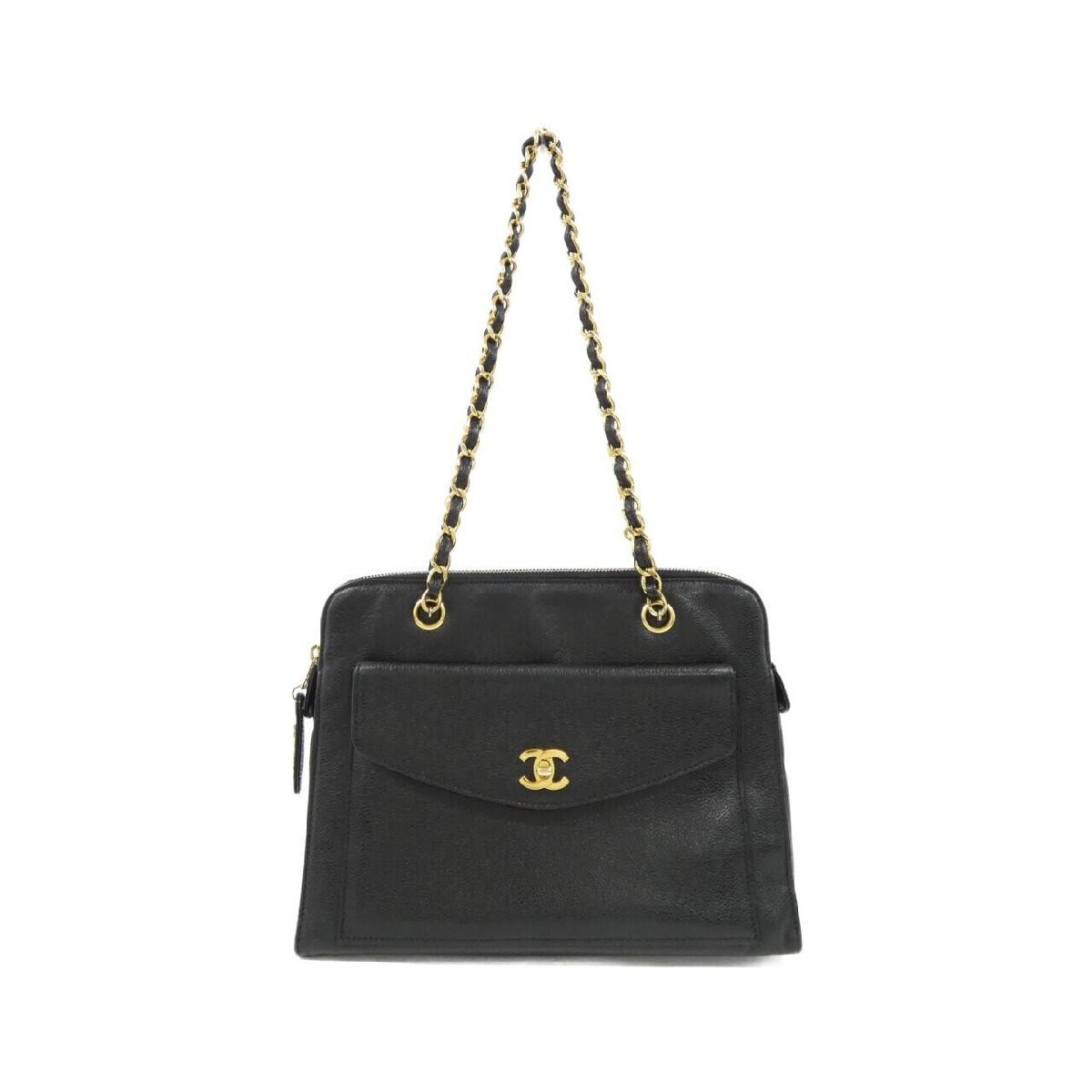 Vintage CHANEL 08904 Black Quilted Leather Shoulder Bag