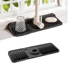 Unbranded 14x5.5 Silicone Sink Faucet Mat Splash Guard Black New
