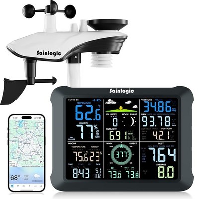 Sainlogic Wetterstation WLAN SA9 mit 8,5'' Display, 14-in-1 Sensor, Schwarz