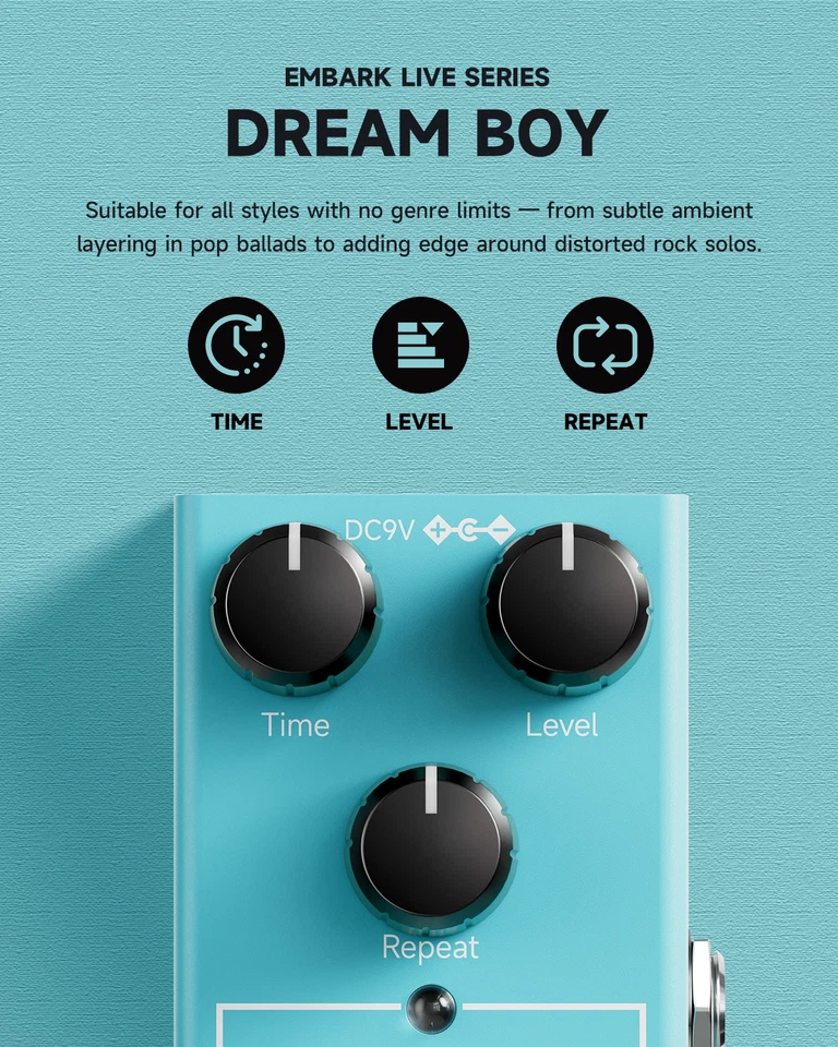 Donner Dream Boy Analog Delay Guitar Effects Pedal Vintage Delay Pedal Warm Tone - Image 3 of 4