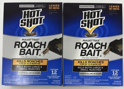 Hot Shot Maxattrax Roach Bait Stations  - 2 Boxes of 12, 24 Total