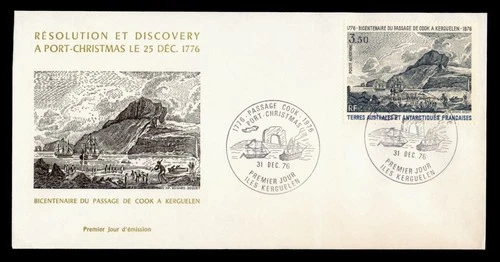 DR WHO 1976 FRENCH ANTARCTIC FSAT FDC CAPT COOK ANIV 3.50 M76935