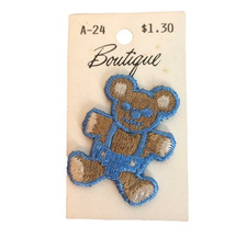 Vintage NOS Boutique Embroidered Teddy Bear Sew On Patch A-24 USA Blue  Gray