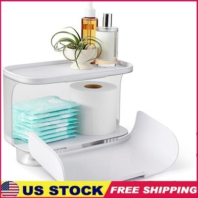 Toilet Tank Storage Cabinet W/ Suction Cups Hidden Compartment Toiletries New