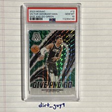 2023-24 Panini Mosaic Victor Wembanyama Rookie Give and Go Green PSA 10