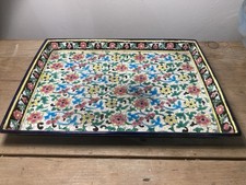 Beautiful Longwy French Enamel Tray. Good Size. 1870s.