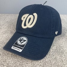 Washington Nationals  47 Clean Up Hat Blue Navy MLB Strapback Adjustable Dad Cap