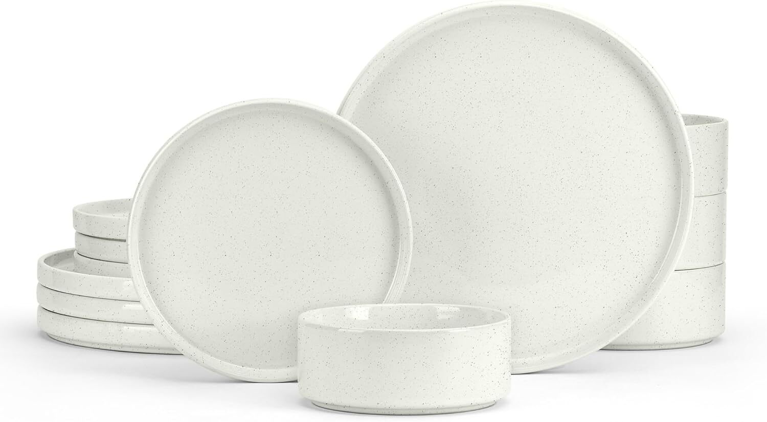 Stoneware Dinnerware Sets, 12-Piece Plates and Bowls Dish Se