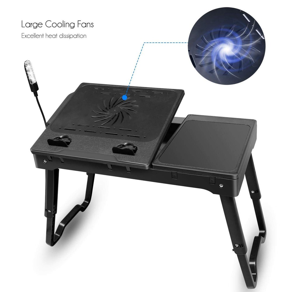 Multi-Functional Laptop Stand for Bed with Cooling Fan & Adjustable Tray  