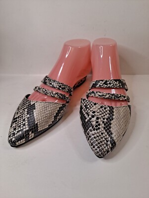 Journee Collection Slides Faux Snakeskin Braided Mules Flats Size 9
