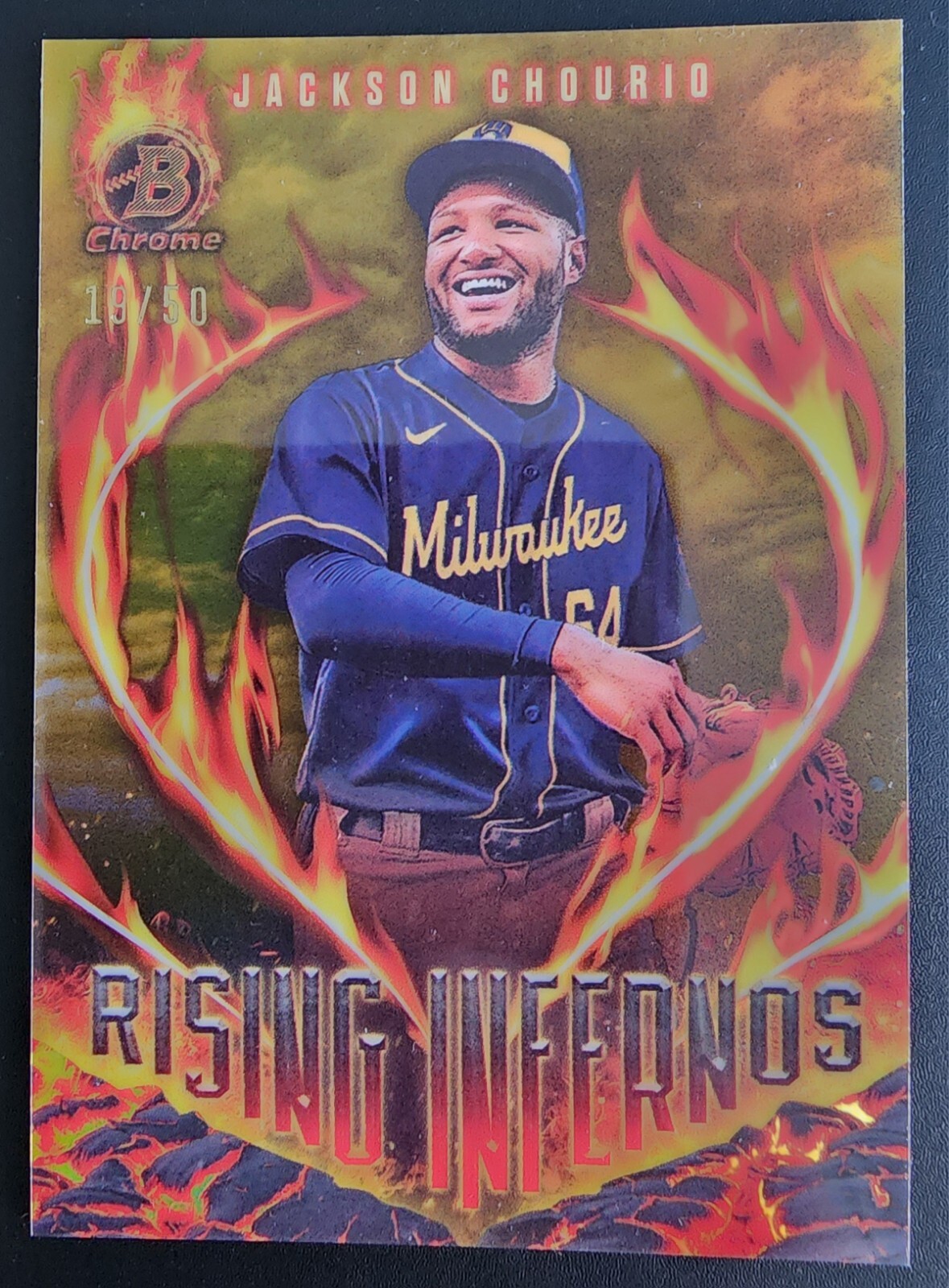 2024 BOWMAN CHROME GOLD /50 RISING INFERNOS JACKSON CHOURIO