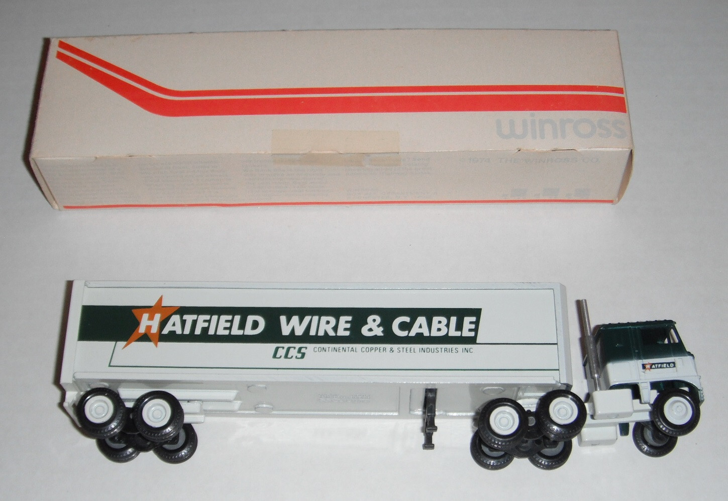 1977 Winross Truck by Hatfield Wire & Cable with Continental Copper & Steel bed.fx