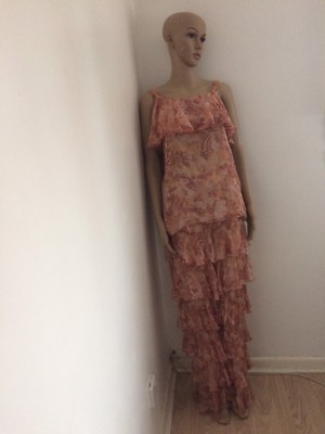 Valentino Night Vintage Anzug Damen 100 Prozent Reine Seide Gr UK 12 Selten Fund