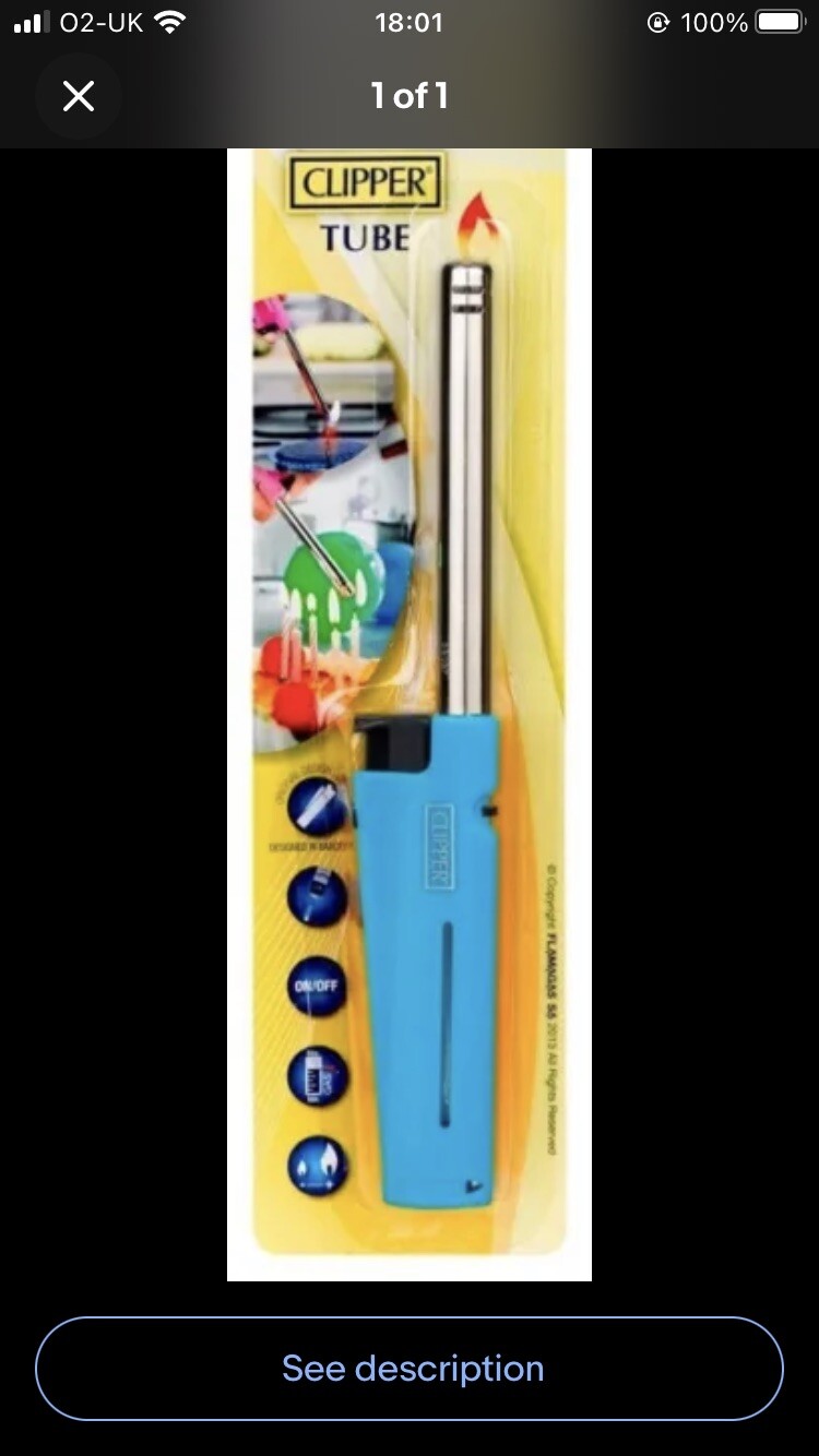 CLIPPER Tube Lighter Refillable Lighter for Cookers Oven BBQ Camp Assorted Color