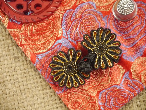 Chinese Eastern Black Metal Gold/Silver Cord Frog Fastening Closure Trim MA719 - Picture 6 of 9
