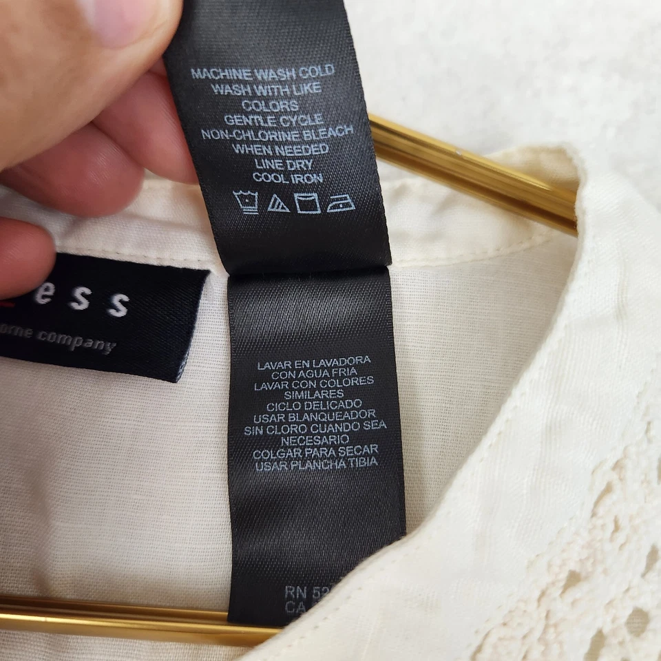 Top Axcess Liz Claiborne para mujer talla 14 blanco arena sin mangas mezcla de lino Foto 4 de 4