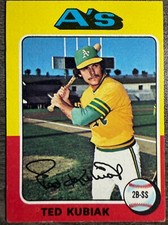 1975 TOPPS #329 TED KUBIAK (OAKLAND ATHLETICS) BASEBALL CARD