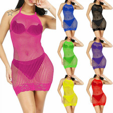 Sexy Women Lingerie Mesh Fishnet Body Stocking Bodycon Nightwear Mini Dress Hot