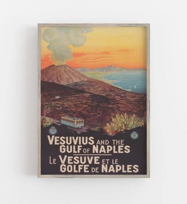 Mount Vesuvius Print, Volcano Wall Art, Vintage Wall Art, Naples Italy Print