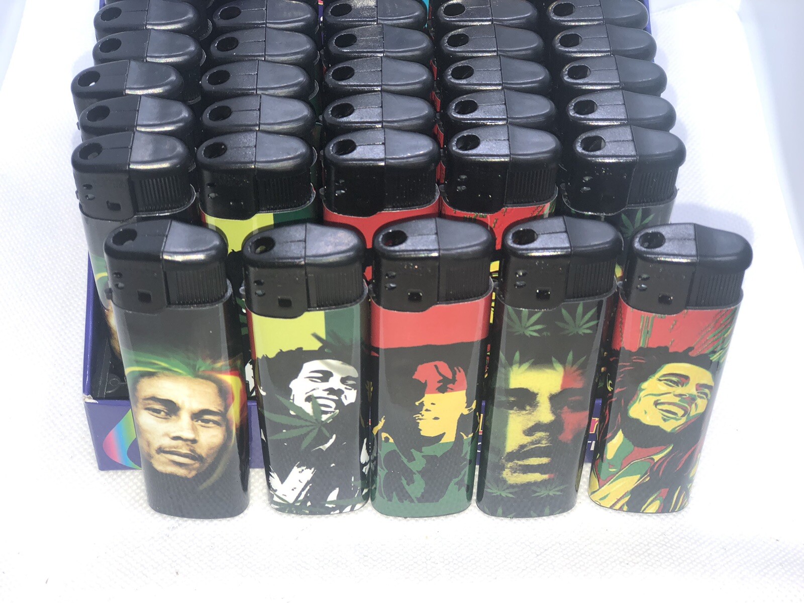 10count Techno Torch Lighters Bob Marley