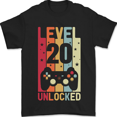 20. Geburtstag 20 Jahre Level Up Gaming Herren T-Shirt 100% Baumwolle
