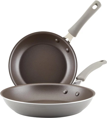 Rachael Ray Pan Set Cook & Create Nonstick Frying  Skillet Set, 9.5"&11.75"-Gray
