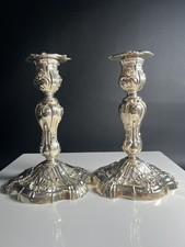Silber Barockstil Kerzenleuchter ~ Kerzenst&auml;nder ~ Kerzenhalter mit T&uuml;llen 19Jh