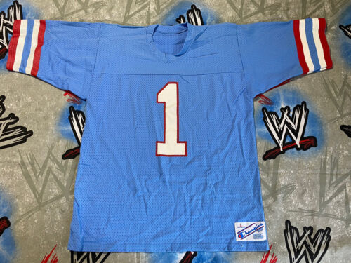 Warren Moon #1 ヒューストン オイラーズ チャンピオン ジャージ メンズ L ベビー ブルー - 画像1/5