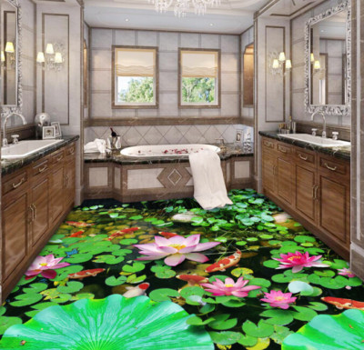 3D Lotus Koi Lake 231 Floor Wall Paper Wall Print Decal Wall Deco AJ WALLPAPER