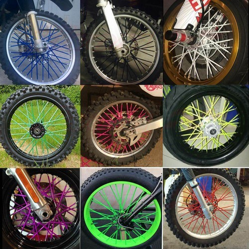72Pcs Motorcycle Dirt Bike Spoke Skins Covers Wraps Wheel Rim Guard Protector - Picture 3 of 22