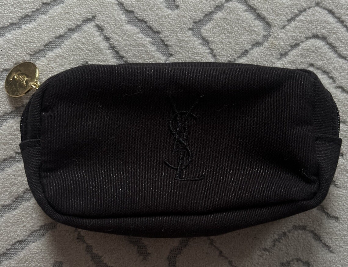 Borsa cosmetica YSL Beauty Yves Saint Laurent piccola tela nera pochette 2x3 pollici