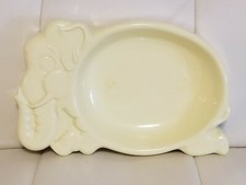 Vintage Yellow Plastic Elephant Figural Baby Plate Dish Feeding Kids Child