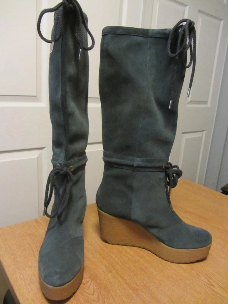 sz 9 blue suede leather Adidas Rockport adiPRENE knee high boots