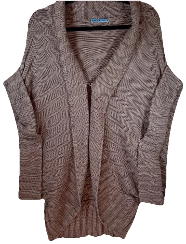 Suéter cárdigan tejido grande Alice + Olivia mezcla de lana para mujer color topo de gran tamaño Foto 2 de 4