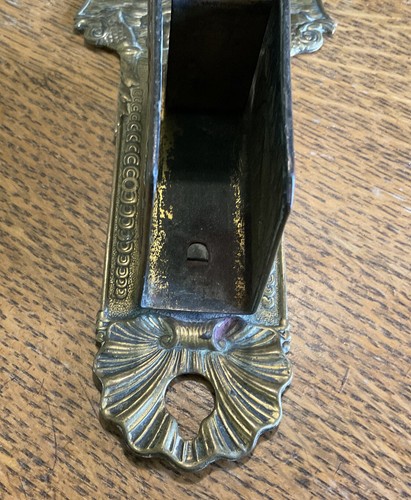 Ornate Brass Wall Hanging Match Holder 8" x 3 1/4" - Picture 5 of 7