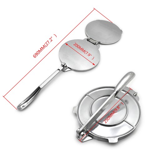 Aluminium Tortilla Presse 8" breit 10" Griff Maquina para hacer tortillas - Bild 2 von 8