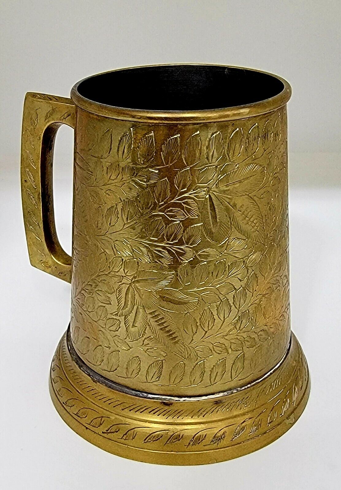 Solid Brass Set Of (4) Ornate 4.5" Tankards/ Cups Harilela's India