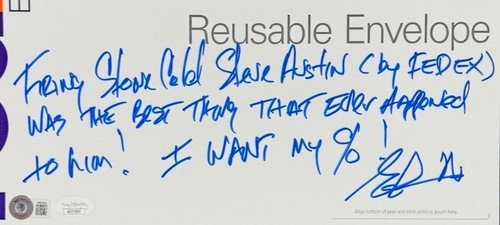 Stone Cold Steve Auston & Eric Bischoff Signed Fed Ex Envelope Firing Stone Cold - Picture 2 of 5